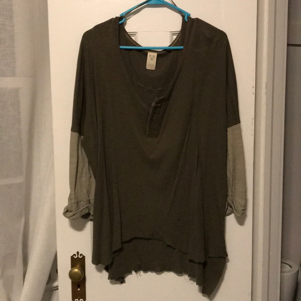 Free People Olive/Beige top